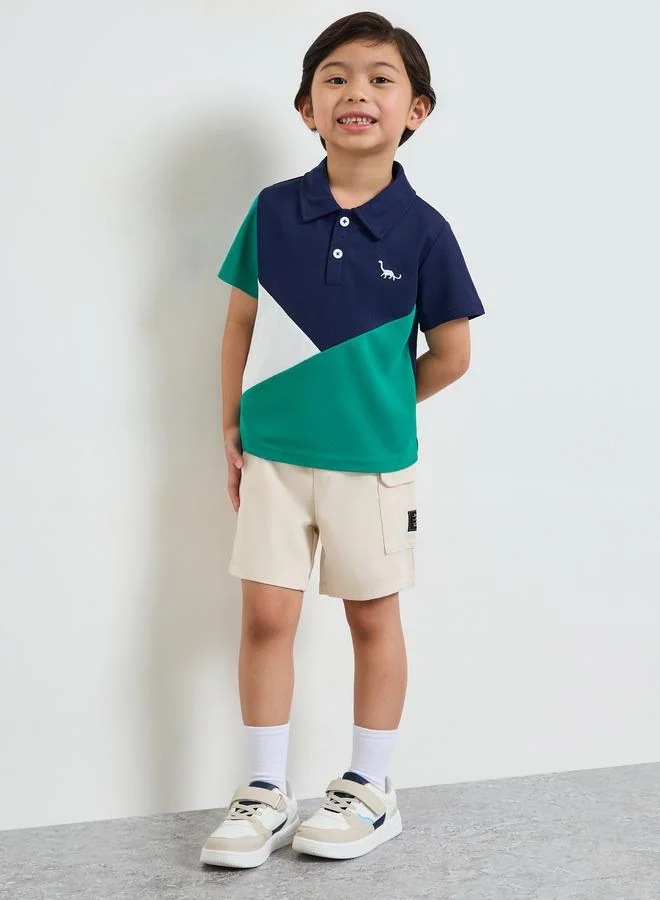 ستايلي Boys Color Block Polo T-Shirt And Shorts Set