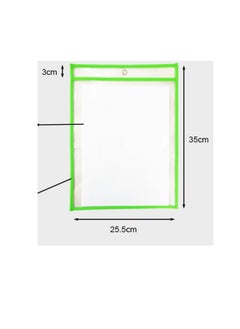 OASIS-TH Dry-Erase Pockets, Clear Reusable Plastic Sleeves Assorted Colors Special Design Waterproof Pocket for School, Office,  and More 10 PCS Pockets and 10 PCS Pens  - Image 3