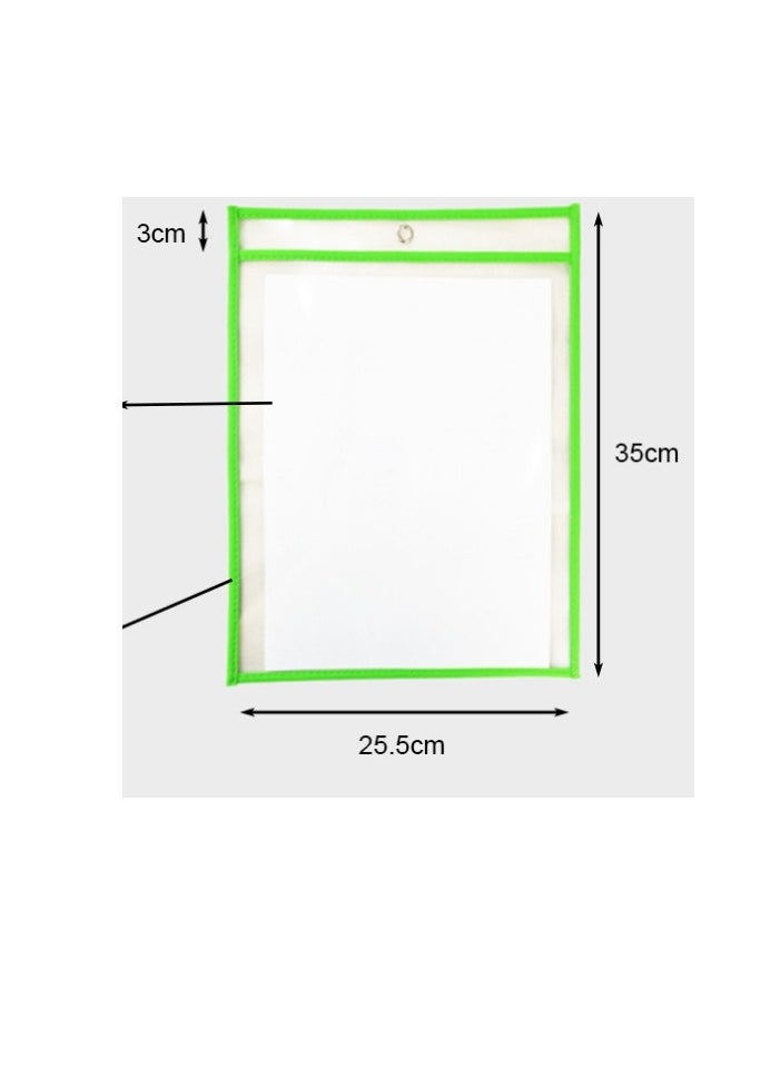 OASIS-TH Dry-Erase Pockets, Clear Reusable Plastic Sleeves Assorted Colors Special Design Waterproof Pocket for School, Office,  and More 10 PCS Pockets and 10 PCS Pens  - Image 3