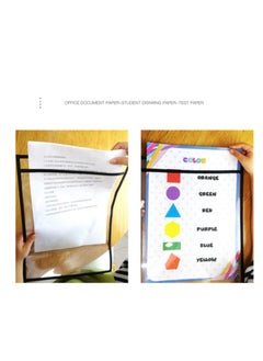 OASIS-TH Dry-Erase Pockets, Clear Reusable Plastic Sleeves Assorted Colors Special Design Waterproof Pocket for School, Office,  and More 10 PCS Pockets and 10 PCS Pens  - Image 5