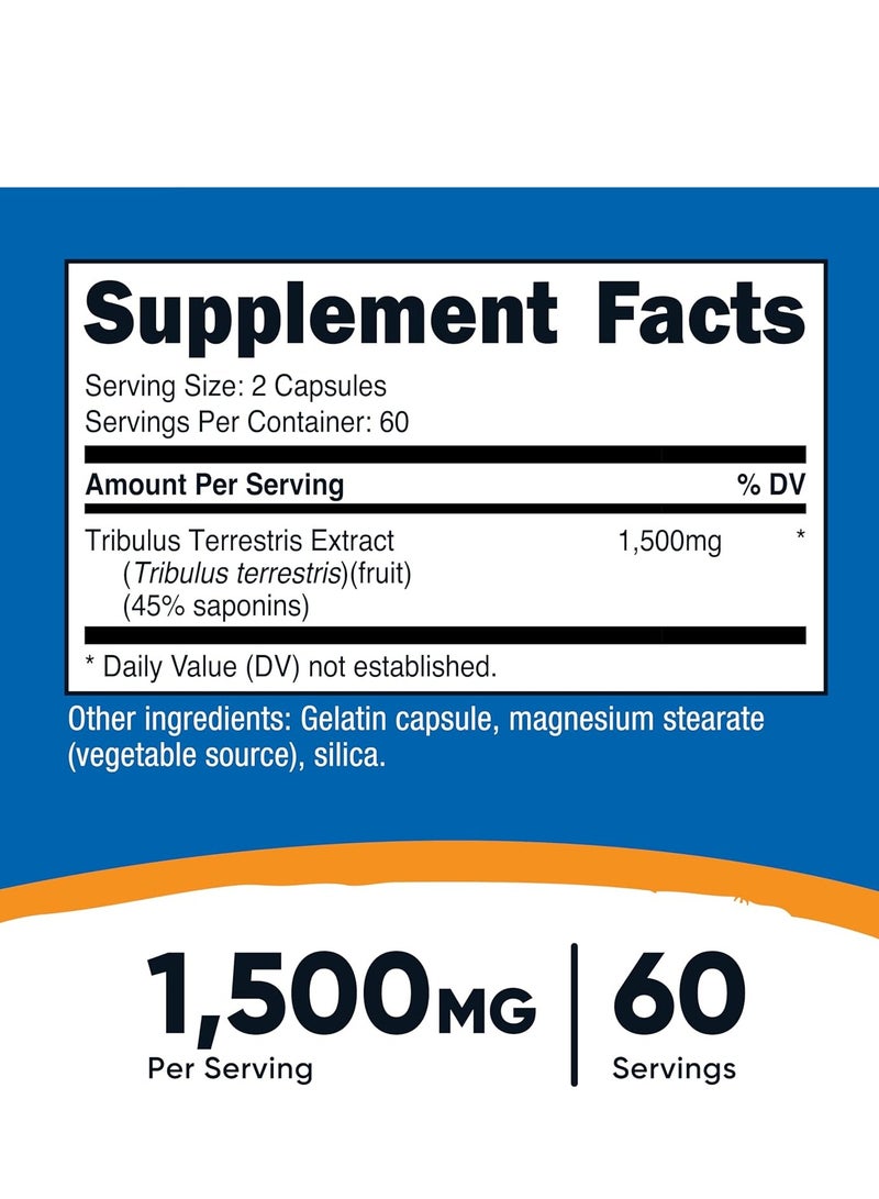 Nutricost Tribulus Terrestris Extract 1500mg, 120 Capsules 60 Servings - Image 2
