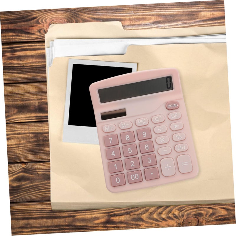 Solar Powered Calculator Dual Power Office Student Pink Portable for Educational Residential Use - Image 4