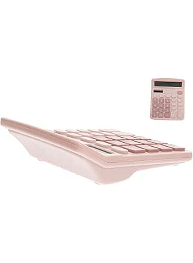 Solar Powered Calculator Dual Power Office Student Pink Portable for Educational Residential Use - Image 1
