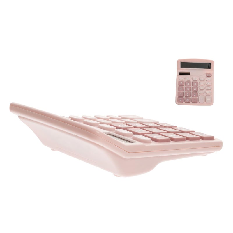 Solar Powered Calculator Dual Power Office Student Pink Portable for Educational Residential Use - Image 2