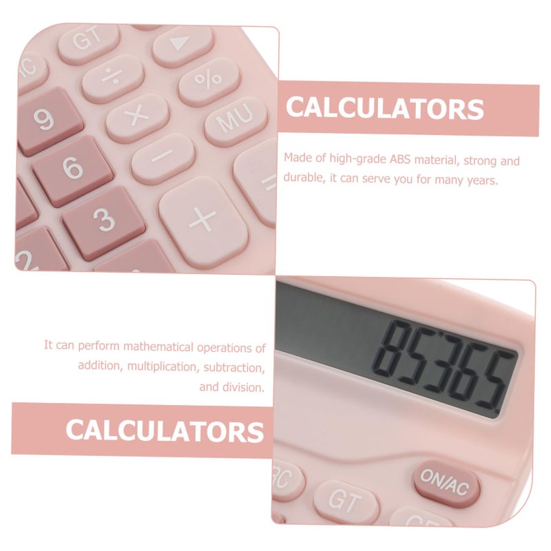 Solar Powered Calculator Dual Power Office Student Pink Portable for Educational Residential Use - Image 3