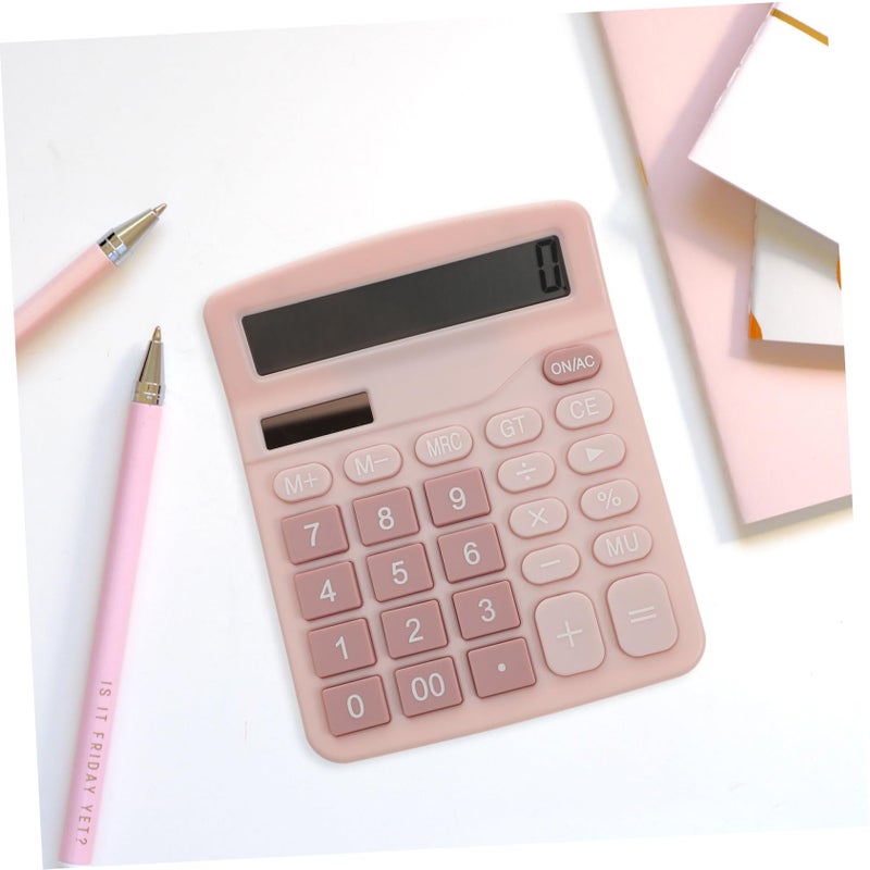 Solar Powered Calculator Dual Power Office Student Pink Portable for Educational Residential Use - Image 5