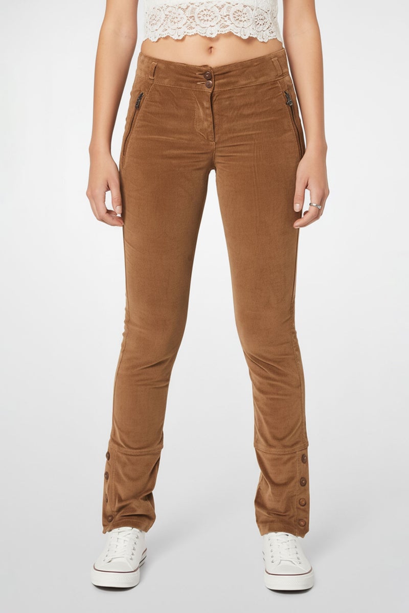 Harmont & Blaine Women Regular Fit Textured Skinny Pants, Dark Brown - Image 1
