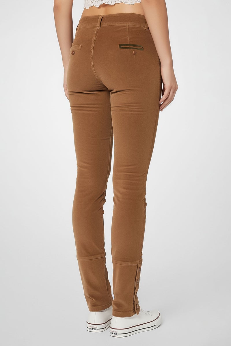 Harmont & Blaine Women Regular Fit Textured Skinny Pants, Dark Brown - Image 4