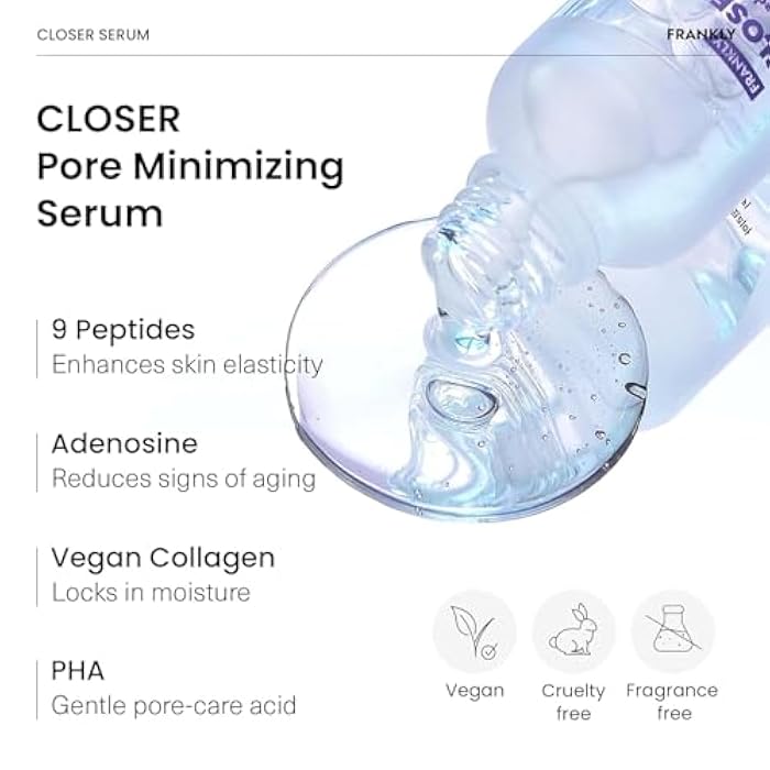 FRANKLY Closer Serum | Pore Minimizer Serum | 9 Peptides, Vegan Collagen, Adenosine, PHA | Korean Pore Minimizer for Glass Skin, Anti-Aging, Hydration, Elasticity | 1.01 fl oz - Image 4