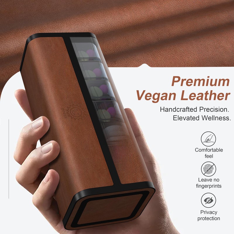 TALVOLC M Pill Organizer 2 Times a Day, Am Pm Twice Daily Pill Case, Detachable Large Travel Pill Box 7 Day, Weekly Pill Container for Vitamin Medicine Supplement Fish Oil (Brown) - Image 5