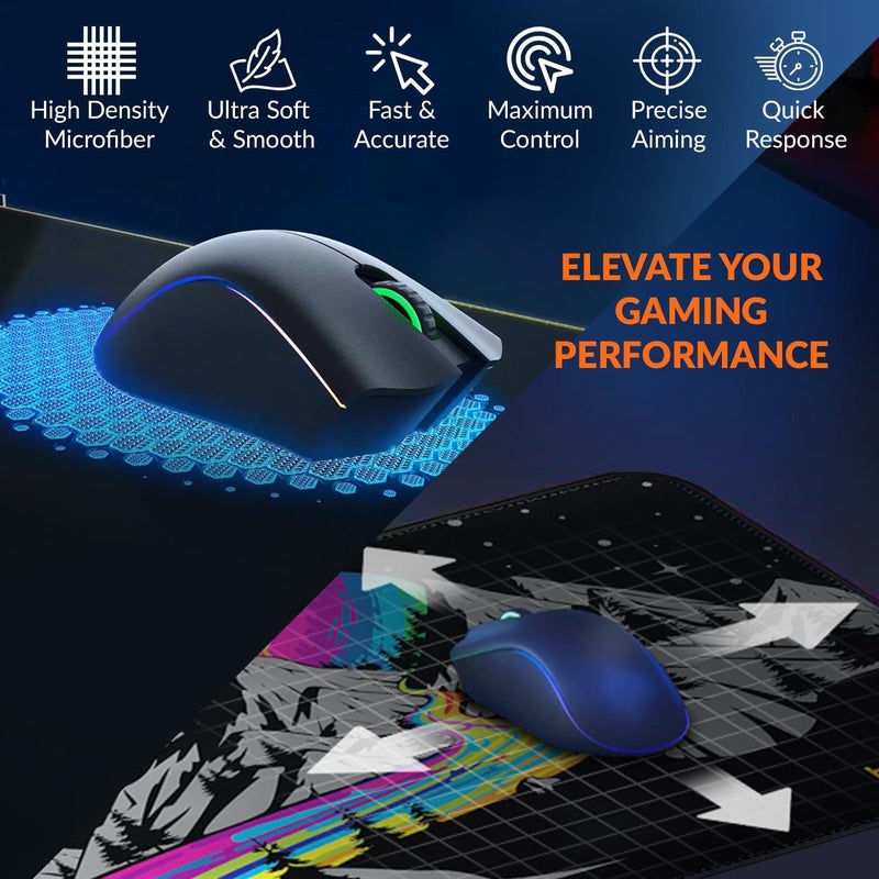 tuKZer Extended Gaming Mouse Pad, Desk Mat, High-Speed Mouse Tracking & Control | Stitched Edges, Non-Slip Rubber Base| for Computer Laptop Keyboard Office Home (Vivid) - Image 3