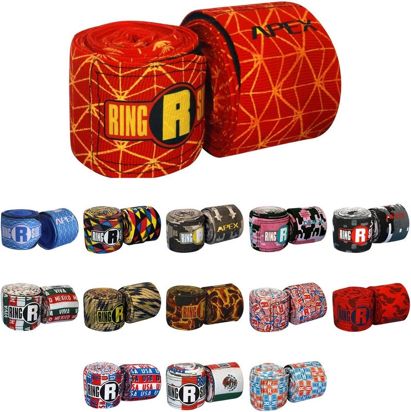 Ringside Apex 180” Boxing Hand Wraps Pair - Durable, Elastic Training Wraps with Hook & Loop Closure, Multi-Color Options, Perfect for MMA, Muay Thai, Kickboxing - Image 1