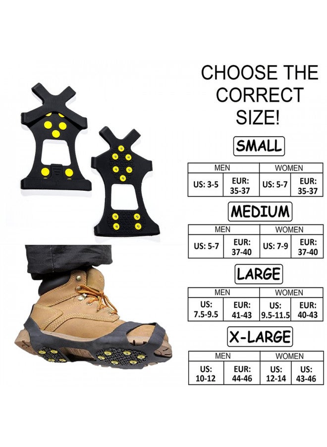 HoFire HoFire Ice Cleats for Shoes and Boots, Ice Snow Traction Cleats Grippers, Non Slip Shoe Ice Grippers,10 Steel Rubber Spikes Crampons Anti Easy Slip Studs Crampons Slip-on Stretch Footwear(Black, M) - Image 3