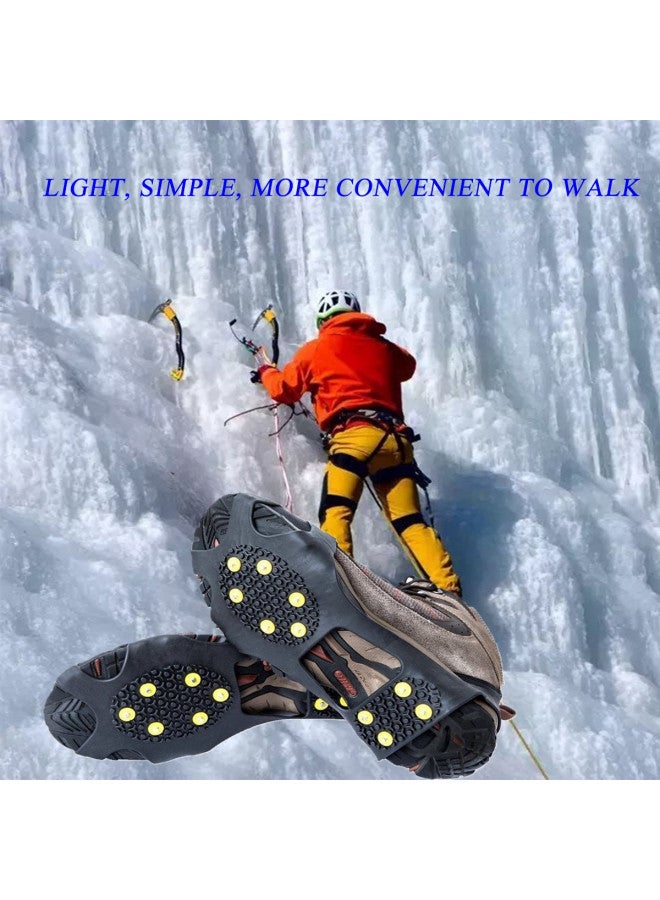 HoFire HoFire Ice Cleats for Shoes and Boots, Ice Snow Traction Cleats Grippers, Non Slip Shoe Ice Grippers,10 Steel Rubber Spikes Crampons Anti Easy Slip Studs Crampons Slip-on Stretch Footwear(Black, M) - Image 2