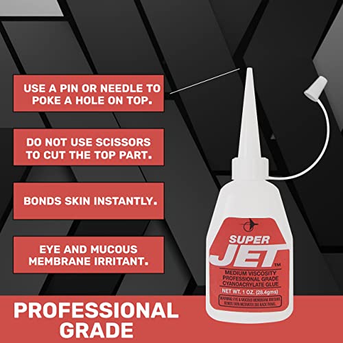 JET GLUE لاصق جيت سوبر جيت - لاصق CA بقوة صناعية بسمك متوسط - يشكل روابط قوية مع أي شيء - لاصق سيانوأكريلات متعدد الاستخدامات - Image 2