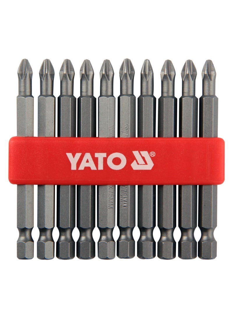 YATO Screwdriver Bits 1/4" PH2x75mm 10pcs/sets YT-0480