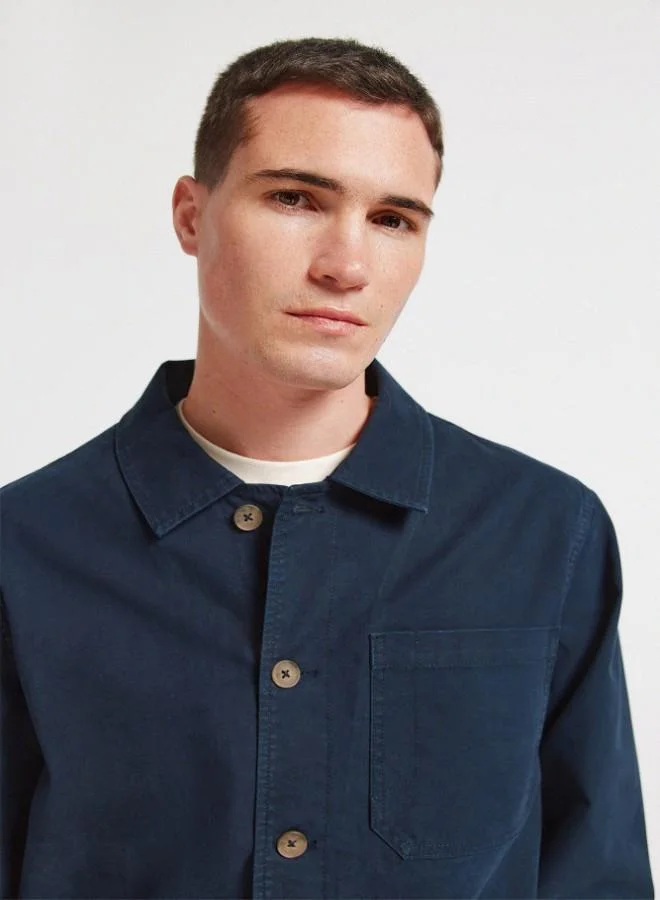 Springfield  Washed cotton fabric overshirt with button fastening, shirt collar, patch pockets, inner pocket, and decorative label detail. for Men | Best Price UAE