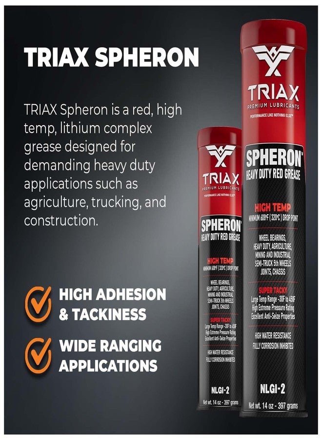 TRIAX Spheron Grease NLGI-2 Lithium Complex, High Temp, Super Heavy Duty | Ultra Tacky, EP, Waterproof | for 5th Wheel, Joints, Pivots, Wheel Bearings, and Chassis (14 Oz Tube - 10 Pack) - Image 3