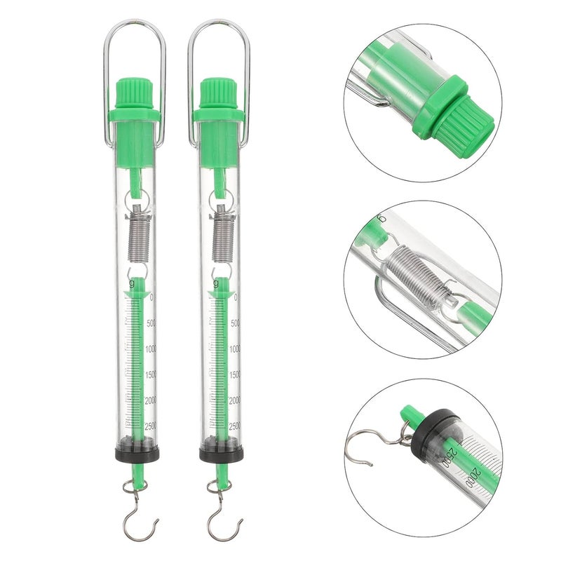 2pcs Mechanical Spring Dynamometer Tubular Scale Dual-Labeled Force and Weight Measurement with Hook for Physics Experiments and Lab Use Random Color - Image 3