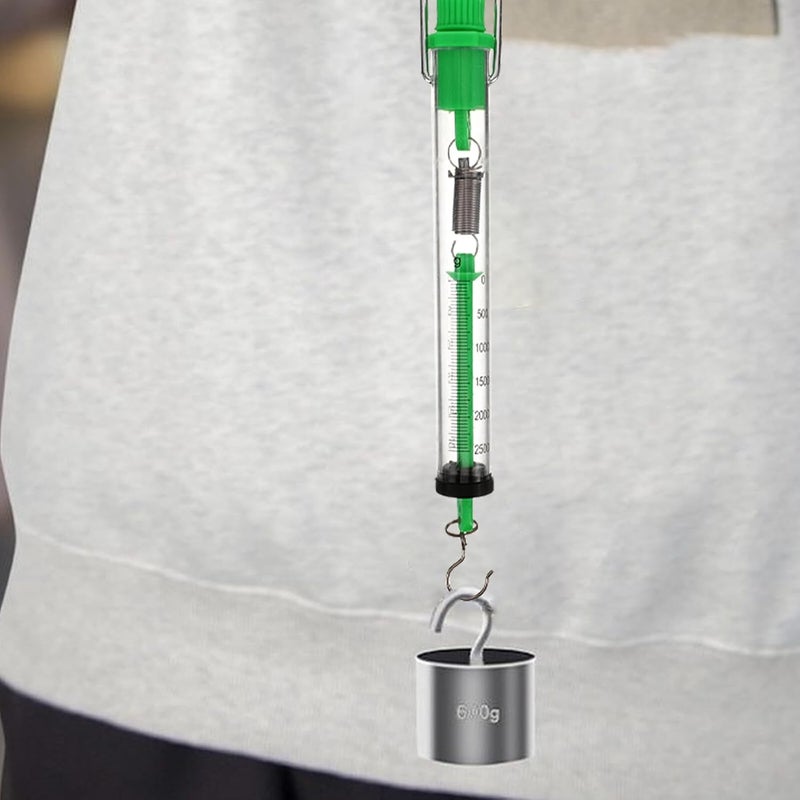 2pcs Mechanical Spring Dynamometer Tubular Scale Dual-Labeled Force and Weight Measurement with Hook for Physics Experiments and Lab Use Random Color - Image 4