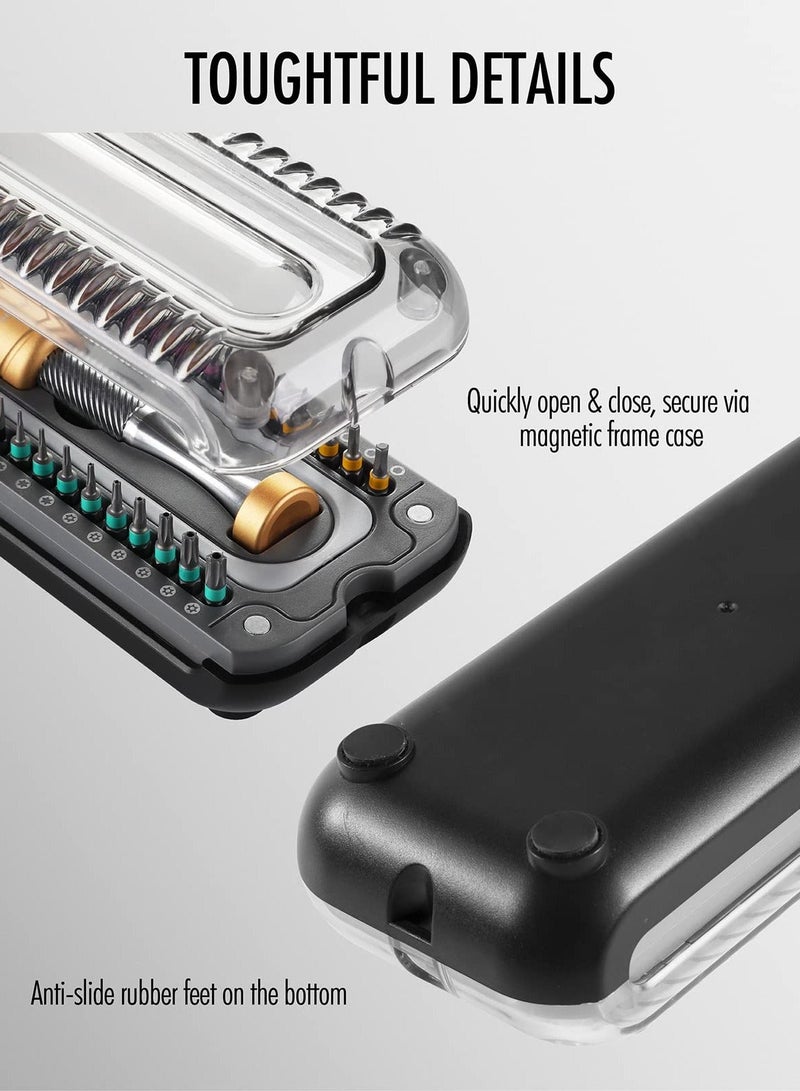 Precision Screwdriver Kit, 37Pcs with Low-Gravity Design Magnetic Driver Handle and Durable Steel Bits, for Electronics Repair, Computer, Phone, Watch, Eyeglass