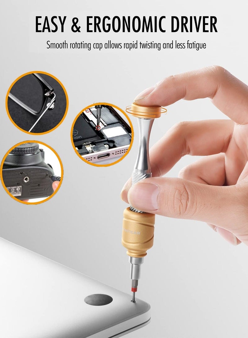 Precision Screwdriver Kit, 37Pcs with Low-Gravity Design Magnetic Driver Handle and Durable Steel Bits, for Electronics Repair, Computer, Phone, Watch, Eyeglass