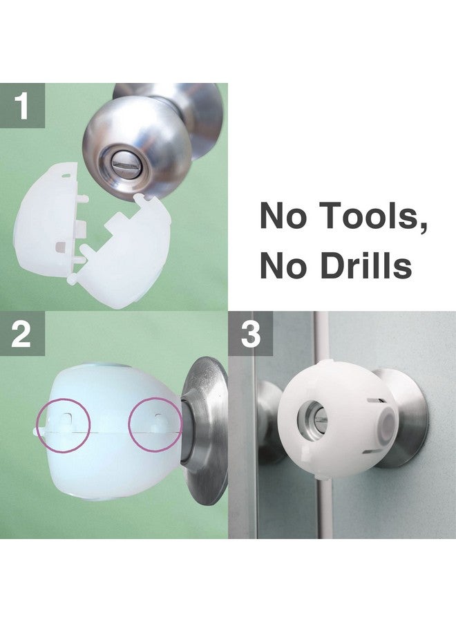 موني بيبي غطاء أمان لمقبض باب الأطفال من مونيبيبي، عبوة من 4 أقفال مقاومة للأطفال، أقفال أمان للأطفال الصغار، لون أبيض - Image 3