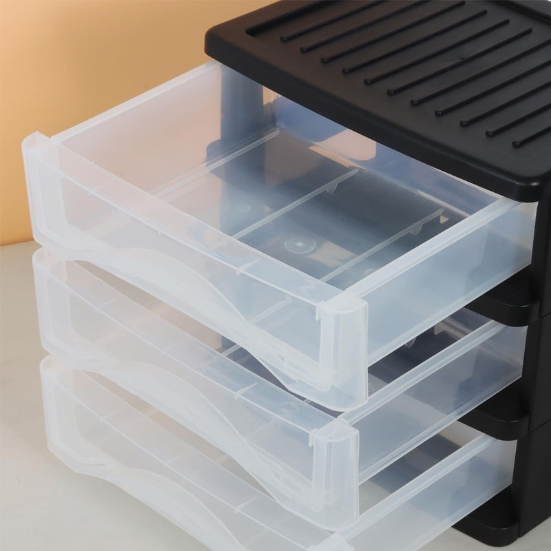 BYCY 3 Drawer Clear Stacking Desktop Organizer, Plastic Drawer Storage Container for Stationery Art Craft Supplies, Stackable Storage Drawers Make up Organizer for Office Supplies, School, Home - Image 3