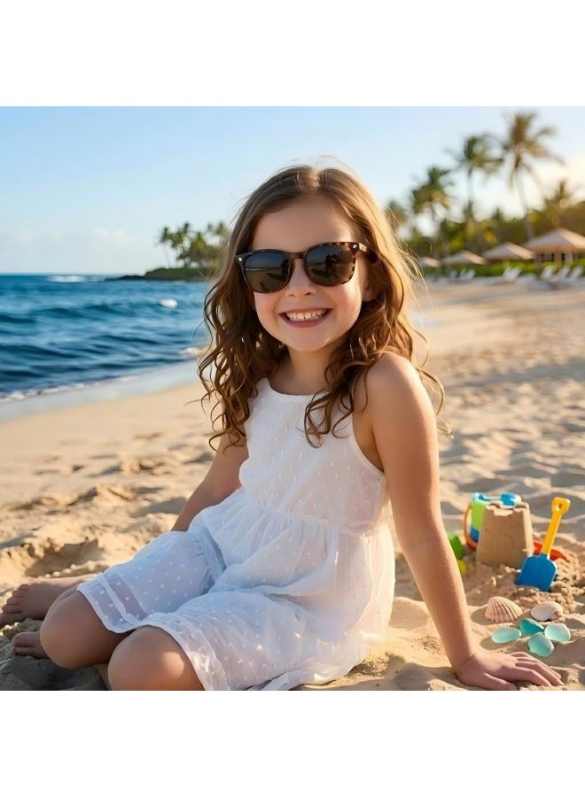 COASION Polarized Kids Sunglasses UV 400 Protection for Girls Boys Classic Retro Style Toddler Shades Age 3-12, B2 Matte Leopard / Grey Lens + Matter Blue / Blue Mirrored Lens, Medium - Image 2