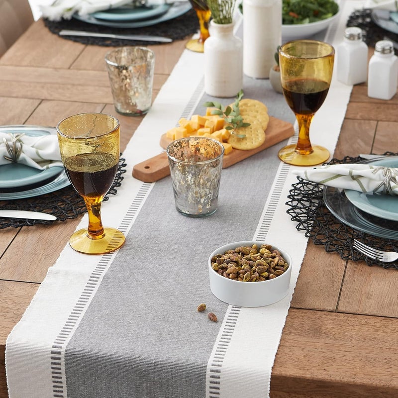 DII Dobby Stripe Woven Table Runner, 13x72 (13x77.5, Fringe Included), Cool Gray - Image 5