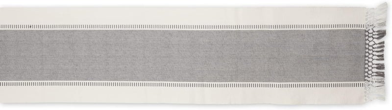 DII Dobby Stripe Woven Table Runner, 13x72 (13x77.5, Fringe Included), Cool Gray - Image 2
