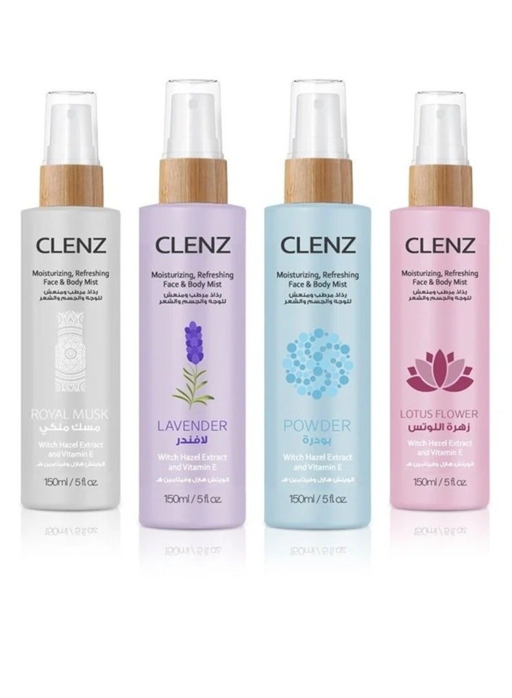 CLENZ Moisturizing Refreshing Face Body and Hair Mist with Witch Hazel Extract Lotus Flower - 150 ml  - Image 2