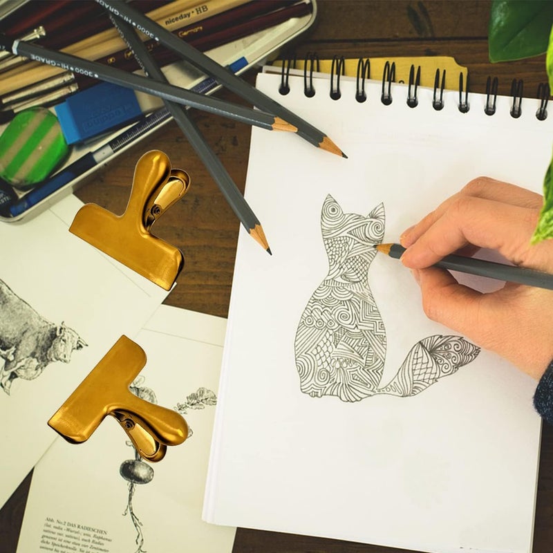 MYYZMY 8 Pack Metal Chip Clips, 3 Inch Wide Stainless Steel Heavy Duty Food Bag Clips, Gold - Image 5