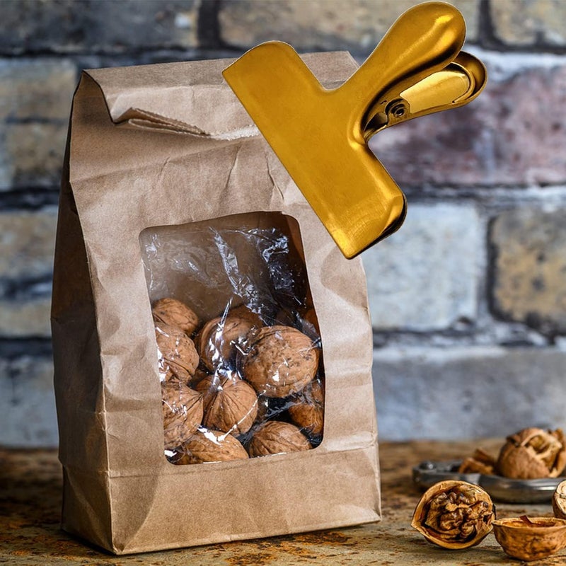 MYYZMY 8 Pack Metal Chip Clips, 3 Inch Wide Stainless Steel Heavy Duty Food Bag Clips, Gold - Image 4