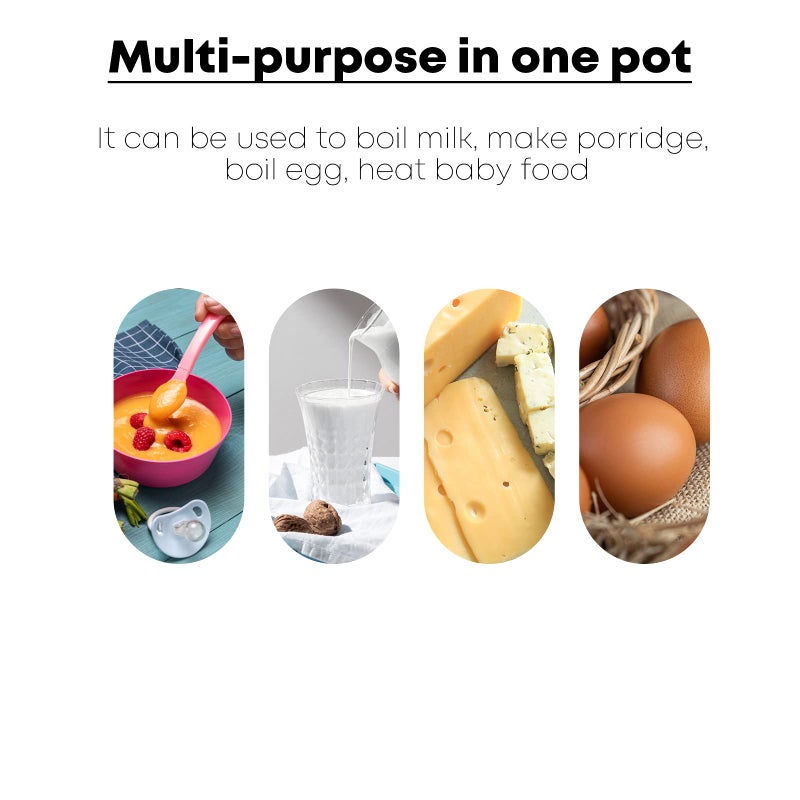 FARCADY 0.6qt Mini Enamel Milk Pot Insulated Wooden Handle 2 Pour Spouts Small Food Warmer Cute Saucepan(D015,White) - Image 5