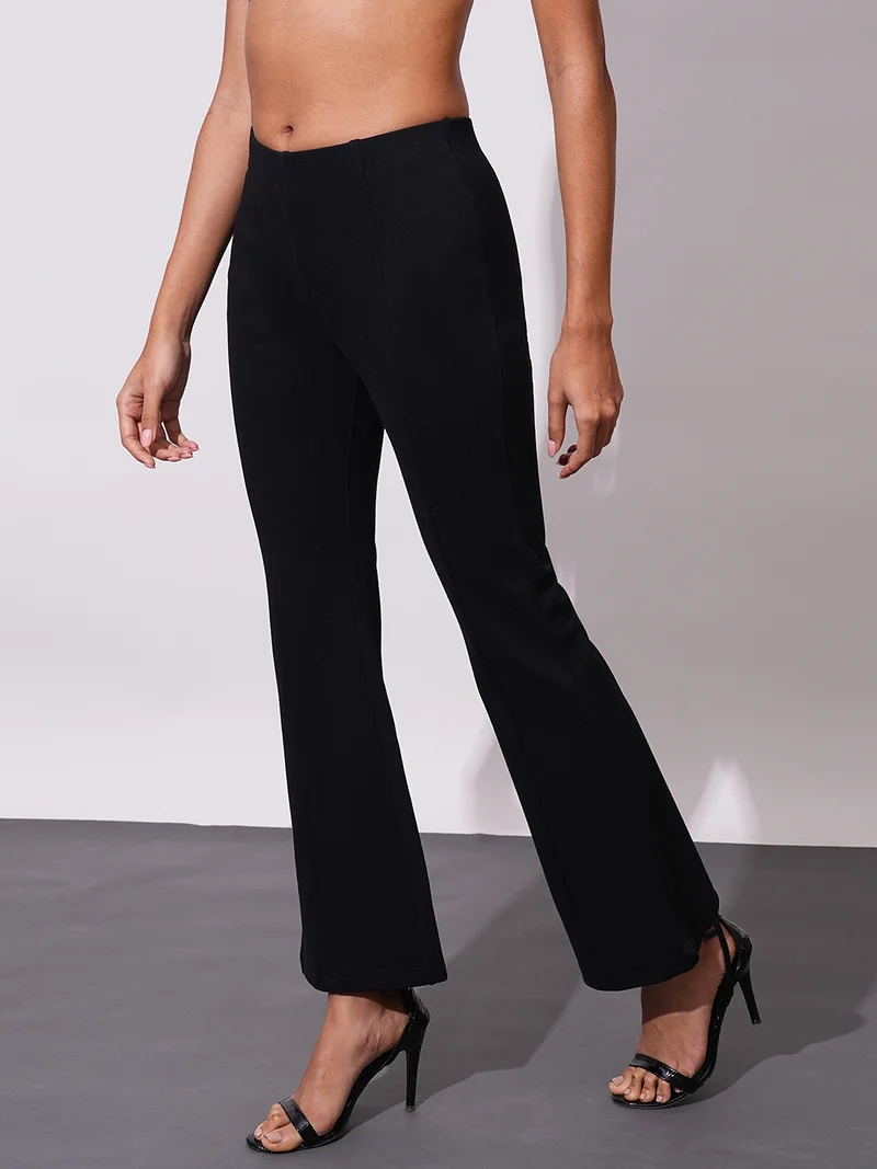 globus Globus Women Stretchable Mid-Rise Workwear Bootcut Treggings