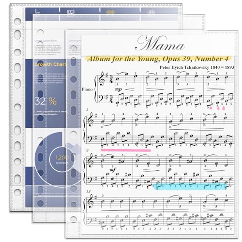 tutata Heavyweight Sheet Music Sleeves - 20 PCS Choral Folder Sleeves for Music Binder, 8.511 Sheet Protectors - Image 1