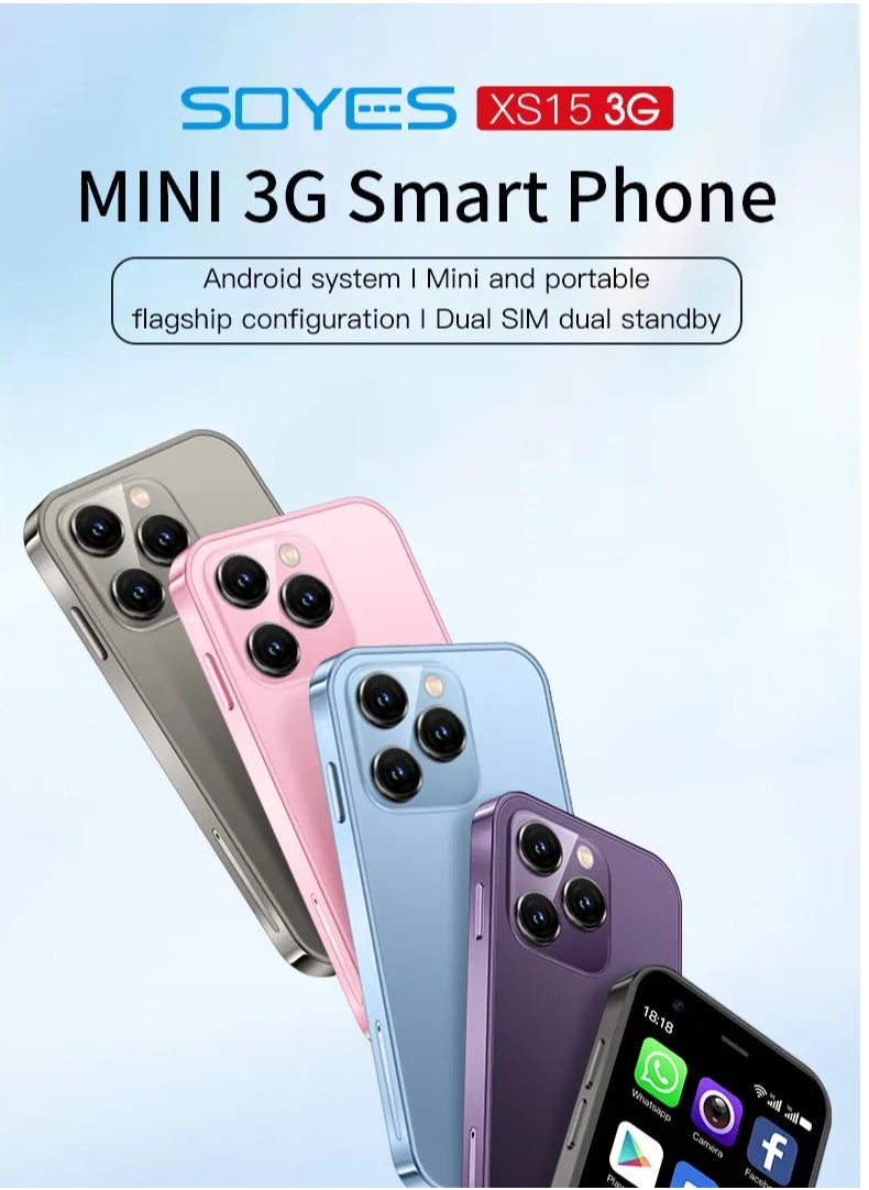 SOYES - XS15 3G Mini Smartphone, Dual SIM, WiFi, 3 Inch HD Screen, 2GB RAM, 16GB Internal Storage, 1000mAh Battery, Pocket Phone (Purple) - Image 1