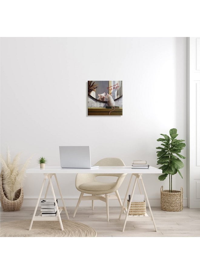 Stupell Industries - Stupell Industries Small but Mighty Sentiments Adorable Mouse in Mirror Canvas Wall Art, 17 x 17, Grey - Image 1