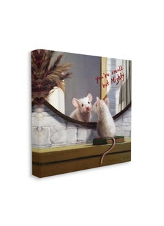 Stupell Industries Stupell Industries Small but Mighty Sentiments Adorable Mouse in Mirror Canvas Wall Art, 17 x 17, Grey  - Image 1