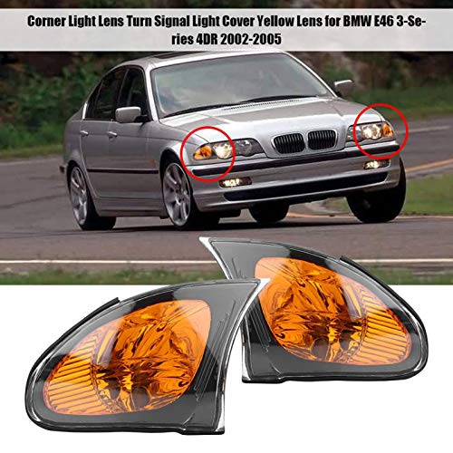 Yctze for e46 corner lights 1 Pair of E46 Corner Light Cover,Corner Light Lens Turn Signal Light Cover Yellow Lens for E46 3-Series 4DR 2002-2005 Light for 325i 2004 - Image 2