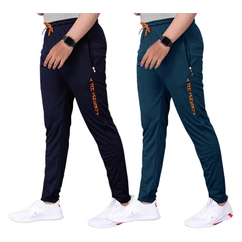 Tee Projekt Lycra Combo Soild & Zippered Pockets Style Regular Fit Track Pant for Men Jogger, Gym Wear, Yoga - Image 1