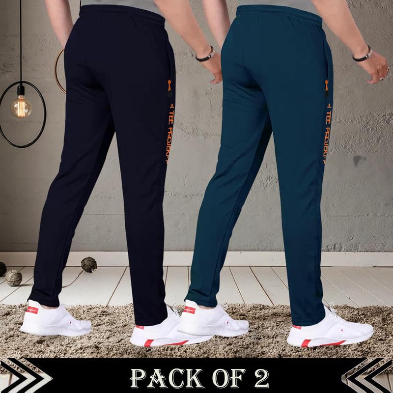 Tee Projekt Lycra Combo Soild & Zippered Pockets Style Regular Fit Track Pant for Men Jogger, Gym Wear, Yoga - Image 2