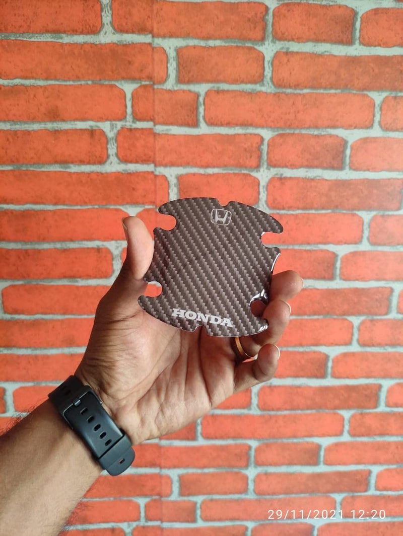 BIG FLAG BFRC 3D Gel Finish Car Door Carbon Fiber Handle Cup Scratch Guard Sticker Universal for Specific Brand (Pack of 4) (MRDRCFVAR) (Honda) - Image 5