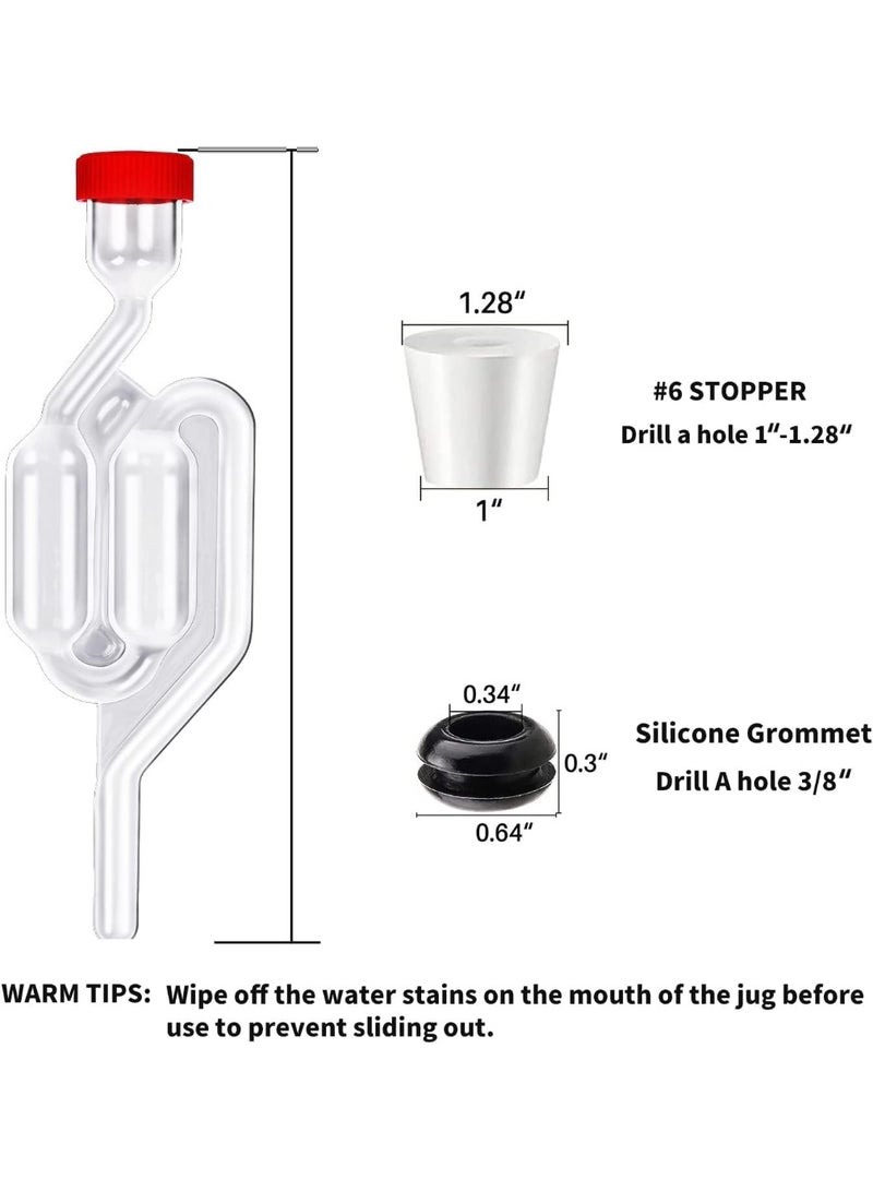 نهر قو 5 قطع من أغطية التخمير فائقة الشفافية - النسخة المطورة، مجموعة أغطية التخمير المزدوجة الفقاعية، أغطية للتخمير، تشمل 5 سدادات حجم 5#6 + 20 حلقة عازلة، معدات تخمير لمشروبات التخمير. - Image 3