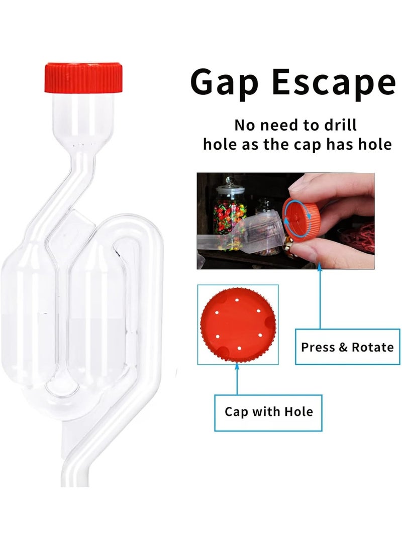 نهر قو 5 قطع من أغطية التخمير فائقة الشفافية - النسخة المطورة، مجموعة أغطية التخمير المزدوجة الفقاعية، أغطية للتخمير، تشمل 5 سدادات حجم 5#6 + 20 حلقة عازلة، معدات تخمير لمشروبات التخمير. - Image 2