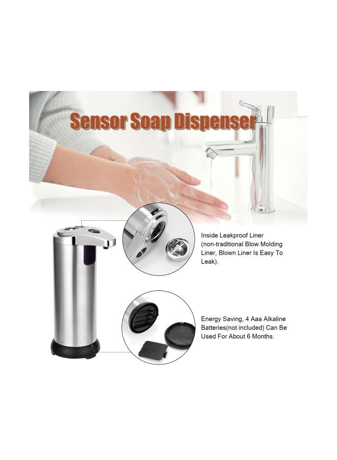 NIBEMINENT Stainless Steel IR Soap Dispenser Silver/Black 250ml - Image 3