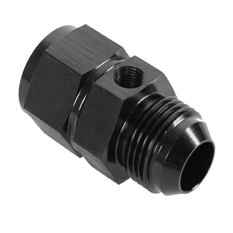 WedFeir 6AN Male Flare to 6 Female Swivel with 18 NPT Gauge Port Fuel Pressure Gauge Take Off Fitting Adapter Aluminum Black