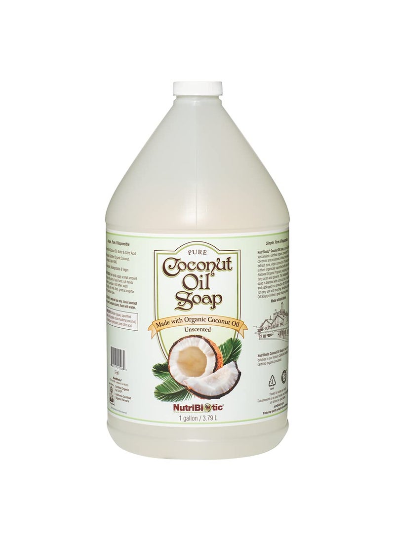 Nutribiotic - NutriBiotic  Pure Coconut Oil Soap Unscented 1 Gallon  Certified Organic Unrefined Biodegradable Vegan  Made without GMOs Gluten Parabens Or Sulfates  Rich Cleansing Lather - Image 1