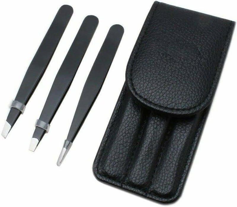 MedTool Tweezers Set  Professional Stainless Steel Tweezers for Eyebrows  Great Precision for Facial Hair Splinter and Ingrown Hair Removal Black
